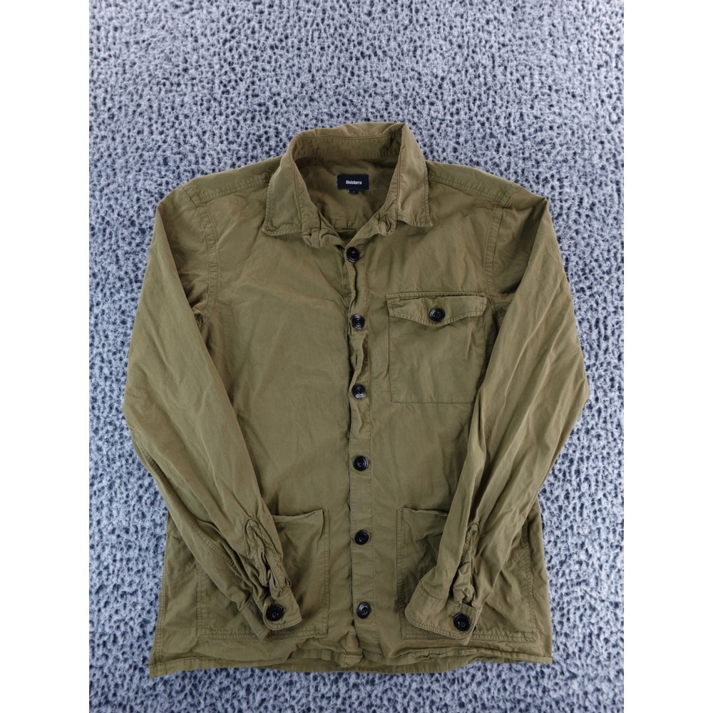 Finisterre Olive Green‎ Utility Shacket Jacket Size Small Long Sleeve Button Up